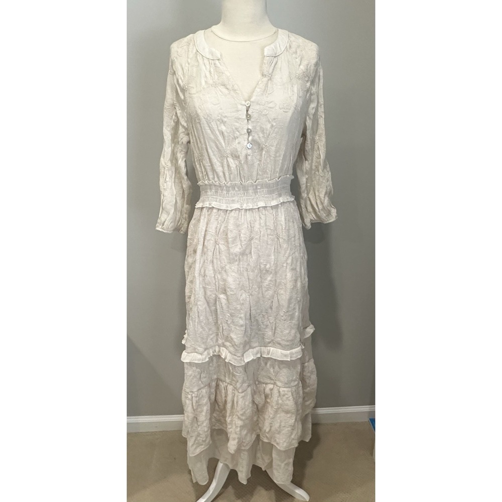 Rose & Everly Prairie Cottagecore Medium Maxi Dress Boho Tiered Ruffle Romantic